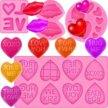 Juego de moldes para fondant para el da de San Valentn, moldes de fondant para boda, labios, corazn, rosa, carta de amor, moldes de silicona, herramienta para hornear para tartas, cupcakes, arcilla - Rosado - Ver 1