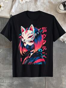 Camiseta estampada de algodón%, de manga corta y cuello redondo, estilo casual, adecuada para verano y primavera. Ropa de mujer que se puede usar en todas las estaciones. Úsala como - Negro - Ver 2