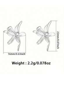一对奢华、甜美、优雅的花瓣设计耳环，独特高端，采用低过敏性925纯银制成，适合日常佩戴、宴会、派对、度假、约会、节日，也可作为礼物。 - 銀色 - 查看 5