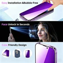 2pcs Anti-Blue Light Ceramic Soft Film Matte Frosted Privacy Screen Protector For IPhone 17 Pro Max [6.9 Inch]. Made Of TPU Soft Film Material, Anti-Drop Anti-Collision, With Anti-Peeping Function, Only Front Viewable Screen Content. - Black - View 6