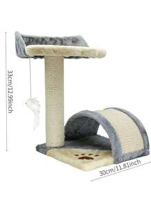 1 Cat Tree With Sisal Scratching Posts And Arch Scratching Board, Wear-Resistant And Furniture-Protective. It Features A Cozy Platform For Resting, Meeting Cats' Needs For Scratching, Playing And Relaxing. - Multicolor - View 7