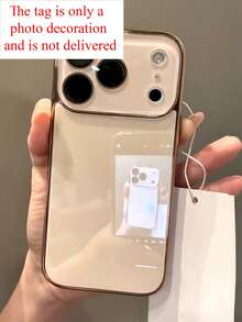 奢華電鍍亮面手機殼 適用於 iPhone 17 Pro Max 16 15 14 13 12 11 Pro Max 簡約純色 玻璃鏡頭保護 防震防撞 硬殼背蓋 - 香檳金 - 查看 6