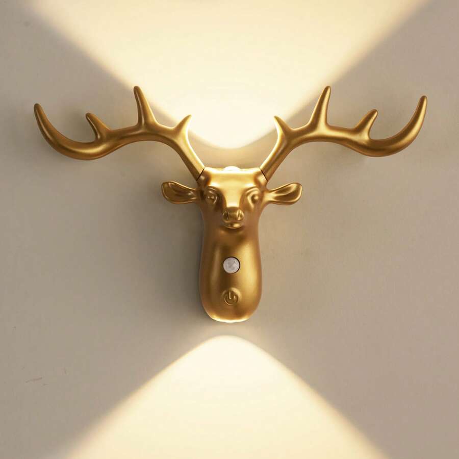 LED Motion Sensor Wall Light - Smart LED Deer-Shaped Wall Lamp With Touch Dimming And Motion Sensor, Rechargeable Magnetic Night Light, Wall Lamp Decorative Lighting, Suitable For Hallway, Room Decor, Auto On/Off, 1200mAh Battery