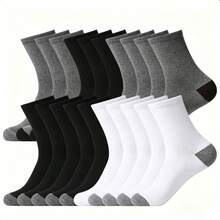 OBOVAY 20 Pairs Men's Breathable Moisture-Wicking Comfortable Sports & Casual Crew Socks, Suitable For All Seasons, Available In 1/3/5/6/9/10/15/30 Pairs - Black - View 2