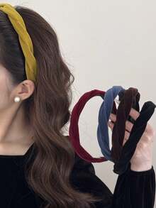 topshiny 1/5pcs Sweet Elegant Twisted Cross Velvet Headband For Women, New Vintage Premium Versatile Headband For Outings Hairband - Multicolor - View 1