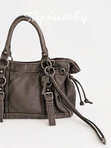 STEPHIECATHY Large Women Retro Distressed PU Leather Shoulder Tote Bag Laides Vintage Y2K Multi Pockets Street Funky Top-Handle Handbag For Commute Shopping Travel - Multicolor - View 10