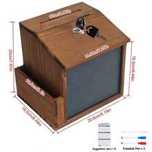 Wooden Suggestion Box With Lock Slot Wall Mount Donation Tip Jar With Chalkboard - 1Pcs - View 8