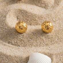 S SHOPBOHO 1 Pair Gold Golf Ball Stud Earrings, Sports Preppy Style Girls Jewelry Gift, Casual Everyday Country Club Outfit - Yellow Gold - View 2