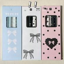 4pcs Coquette Aesthetic Gel Pens, Bow Lace & Polka Dot Pattern, 0.5mm Black Ink Retractable Pens, Cute Stationery For Journaling, Office & School Use - Sets - View 1