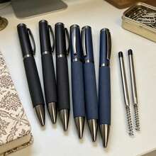 3pcs Luxury Metal Ballpoint Pen Set (1 Pen + 2 Refills), 2 Colors Available (Blue/Black), With 1.0mm Black Refill, Suitable For Business Office, Meeting Signing, Student Exams, Daily Writing And More. Fits Different Styles, Perfect Choice For Corporate Gifts, Business Presents Or Holiday Souvenirs. - Metal Pen - View 10