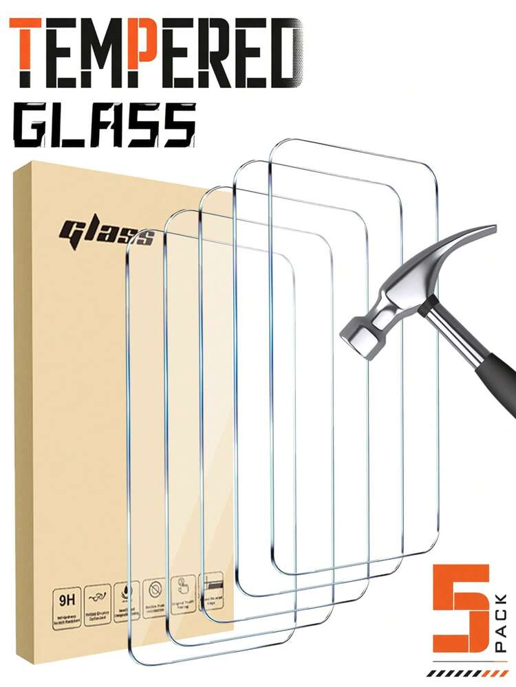 5pcs Ultra Durable 9H High Definition Full Screen Tempered Glass Screen Protector, Anti-Scratch/Anti-Fall/Anti-Fingerprint, Easy Installation, Compatible With Phone Cases. Suitable For IPhone 17/17 Pro/17 Air/17e/17 Pro Max/16/16 Pro/16 Plus/16 Pro Max/15/15 Plus/15 Pro/15 Pro Max/14/14 Plus/14 Pro/14 Pro Max/13 Mini/13 Pro/13 Pro Max/12 Mini/12 Pro/12 Pro Max/11/11 Pro/11 Pro Max. (Phone Accessories) - Clear - View 40