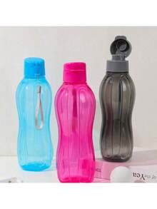 Large Capacity Plastic Waist-Shaped Portable Water Bottle With Woven Handle Rope, Perfect For Outdoor Fitness, Sports And Travel. - Multicolor - View 12