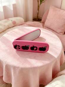 1pc Faux Leather Texture Mirror Phone Stand Makeup Mirror, Fashion Adhesive Foldable Mirror Back Sticker, Horizontal & Vertical Dual-Use Portable Desktop Stand - Multicolored Fruits - View 5