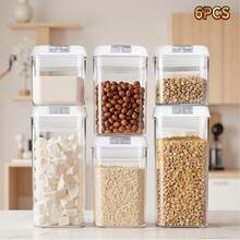 3/4/5/6/7pcs Plastic Food Storage Box Crimp Cover, Food Storage Container With Lid, Cereal, Leak Proof, , Organization And Storage, For Grain, Nuts, Snack, Cookie, Fruit And Sugar, For Kitchen, Storage Organization, Gifts - 3pcs * (Container and Lids) - View 4