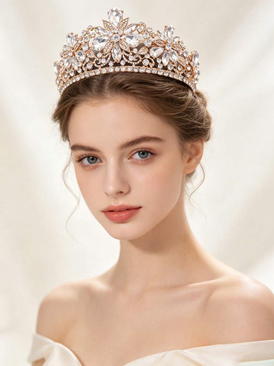 1件優雅女王皇冠新娘婚禮髮飾女性舞會活動華麗裝飾髮冠,Coronas - 彩色 - 查看 1