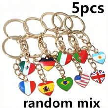 5pcs Enamel National Flags Of Countries Heart Charms Pendant With 25mm Keyring Keychians DIY Jewelry Making Accessories - National Flag - View 13