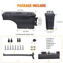 Nilight Truck Bed Tool Box Passenger Side Truck Tool Box Fit For Chevy GMC Sierra 1500 2500 3500 2007-2018 ABS Swing Case Truck Bed Storage Box W Lockable Lid Waterproof Wheel Well Toolbox - A - View 8