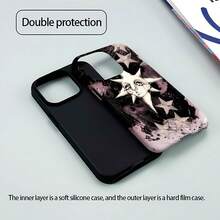 **Funda para teléfono con diseño de estrellas, compatible con Samsung, Apple, VIVO, OPPO, , Transsion, ,  y Honor. Fabricada en TPU, ofrece protección contra golpes y caídas. Un regalo perfecto para amigos y familiares.** - Negro - Ver 8