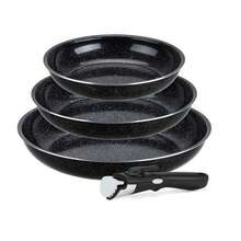 Ensemble de 3 poêles à frire avec poignées amovibles 20/24/28 cm | Revêtement antiadhésif effet granit | Compatible induction | Passe au four et au lave-vaisselle - Voir 8