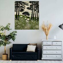 Póster plano 2D, 2D plano, 1 pieza sin marco de ovejas del bosque verde, paisaje de senderos del bosque, pintura en lienzo, arte de pared creativo, regalo de cumpleaños, sala de estar, dormitorio, cocina, baño, decoración de pasillo y reutilizable - Enmarcado - Ver 5