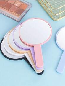 1Pc Round Make Up Mirror Handheld Makeup Mirror New Makeup Mirrors Sweet Girl Style Suitable For Carrying Around - Multicolor - View 1