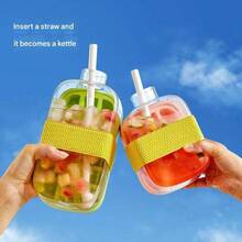 2-In-1 Ice Cube Bottle With Straw - Easy Press Ice Tray Water Bottle, Leak Proof Lid, Vertical Ice Maker For Freezer, Travel, Gym & Home Use - Pink - View 12