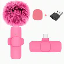 Nuevo Micrófono Lavalier Inalámbrico Portátil para Grabación de Audio y Video, Mini Micrófono para iPhone, Android, PC, Cámara, Transmisión en Vivo, Juegos y Teléfono - USB 2 en 1 rojo con conector C - Ver 9