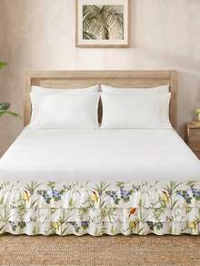 1 buah Sprei Tiga Lapis Motif Bunga, Burung, Ranting, dan Daun (1 buah), Menampilkan Desain Sederhana dan Klasik, Cocok untuk Pemakaian Sehari-hari. Terbuat dari Kain Poliester yang Nyaman dan Bernapas, Cocok untuk Semua Musim dan Sangat Sesuai - MultiWarna - View 2