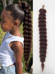 1PC Ponytail Synthetic Braided Hair 24inch Long Ponytail For Kids Girls Halloween Christmas - Multicolor - View 12