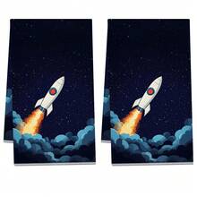 2入組太空主題圖案超細纖維廚房毛巾，40*60cm/15.7*23.6in，單面印花，廚房抹布，適用於餐廳、廚房、浴室裝飾，節日禮物 - 彩色 - 查看 10