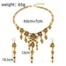 Punk Vintage Skull Earrings & Necklace Set, Exaggerated Halloween Party Jewelry For Women, 1 Necklace And 2 Earrings - Old Gold - View 2