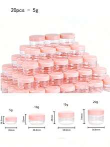 Mini Transparent Cream Jar With Transparent Lid, Plastic Cosmetic Empty Sample Jar, Small Cosmetic Sample Container, Multi-Color Cream, Lotion, Lipstick, Eyeshadow, Nail Powder, Jewelry, Powder Cake, Etc., Portable Reusable Travel Essential, Empty Sample Bottle - Pink - View 11