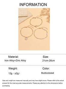 3pcs/Set Summer Beach Vacation Style Layered Anklet Set, Fashionable Versatile Shell Decor Gold Anklets, Women's Foot Jewelry Suitable For Daily Wear, Vacation, Date And Party - Multicolor - View 5