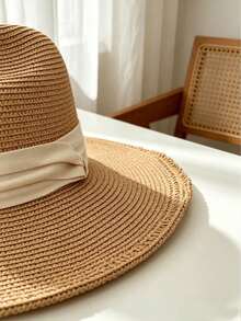 1 buah Topi Fedora Jerami Lipat, Topi Matahari Bertepi Lebar Pelindung UV, Cocok untuk Pantai, Perjalanan, dan Pemakaian Sehari-hari - beraneka warna - View 9