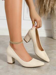 Sepatu Hak Tinggi Wanita Serbaguna untuk Musim Panas, Ujung Lancip, Gaya Segar dan Elegan, Cocok untuk Musim Semi dan Gugur, Nyaman, Anti Selip, dan Bernapas. - Aprikot - View 3