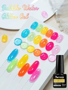 Mtssii 6入 7ml 泡泡水亮片凝膠指甲油套組 夏季半透明果凍 UV/LED 浸泡式凝膠指甲油，閃亮亮片半永久美甲美甲油，適用於居家沙龍，易於塗抹，持久，適合日常與派對穿搭 - 彩色 - 查看 8