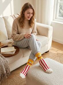 1/5 Pairs Creative 3D Eyeball Mid-Calf Socks, Cute Fries & Burger Socks, Unisex, Suitable For Couples, Families, Best Friends, Casual Versatile Fashion Socks - Multicolor - View 3