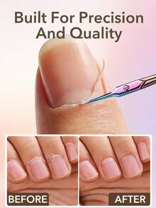 ANDVICTORY 4pcs Nail Clipper Scissors Cuticle Trimmer Set, Extremely Sharp Blades, With Cuticle Pusher And Stainless Steel Cutter, Suitable For Foot Care, Nail Care And Fingernails - Multicolor - View 3