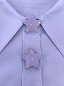 1PC/2PCS Elegant Polka Dot Star Button Covers, Shirts Button Cover Clip On Button Covers Fashion Crystal Cufflinks Cover - Mauve Purple - View 1