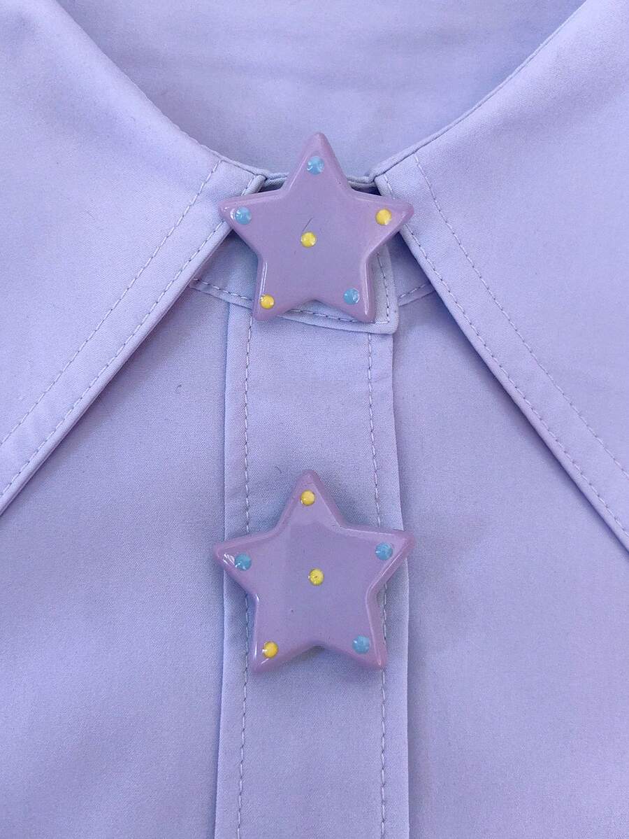 1PC/2PCS Elegant Polka Dot Star Button Covers, Shirts Button Cover Clip On Button Covers Fashion Crystal Cufflinks Cover - Mauve Purple - View 1