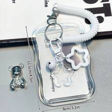 Photocard Storage Album, 3-Inch Photo Album, Idol Merchandise, Keychain With Screen Protector, Small Card Collection Album. - Grey - View 1