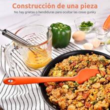 Esptula de Cuchara de Silicona Resistente al Calor: 11.4 inch Mezcla Agitar Cocinar Raspar Tazn Rascador Esparcidor Sin Costuras para Utensilios de Cocina Antiadherentes Naranja - Espátula Cuchara*1 + (6) Naranja - Ver 9