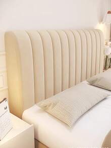 1pc Off-White Minimalist Vertical Striped Headboard Cover, 360° Full Wrap Anti-Collision, Suitable For Thin And Thick Headboards, Adjustable, Easy To Remove And Wash, Bedroom Decor - Off White - View 5