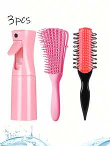 1/2/3/4/5/6/11/12pcs New 9-Row Comb Hair Brush Set, With Side Grooves Design To Enhance Curling And Separation, Wet & Dry 8-Tooth Comb, (6.8 OZ / 200 ML) Multi-Function Small High-Pressure Continuous Spray Moisturizing Travel Makeup Bottle - Multicolor - View 6