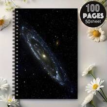Galaxy Nebula 星空 A5 螺旋筆記本，黑色螺旋，50 張 100 頁，學生課堂筆記、辦公會議記錄，便攜日記與計畫本，適合專業人士與學生 - G - 查看 3