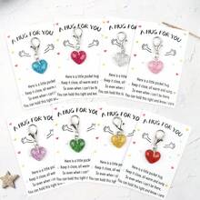 1pc/8pcs Heart Keychain, Unisex, With Encouragement Card, Durable Keychain, Thoughtful Gift For Teachers, Moms, Girlfriends, Best Friends, Birthday, Teacher's Day, Graduation Season, Back To School Season, Thanksgiving Small Gift - Multicolor - View 3