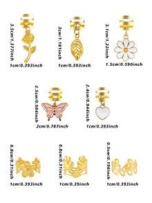 45件組合金雛菊髮夾，Y2K龐克嘻哈裝飾髮夾，禮物派對日常使用髮飾 - 金色 - 查看 8