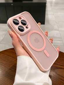 Magnetic Wireless Charging Protective Case, Frosted Translucent Shell, Shockproof Protective Case, Compatible With Apple 16 Pro Max/15/14/13/12/11 - Rosa - Ver 1