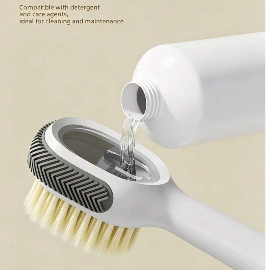 Convenient Shoe Cleaning Brush - Handheld With Refillable Cleaning Solution, Pressure Dispensing+Rubber Edge Brush Head Function, Suitable For Home Cleaning Scenarios Such As Suede Shoes, Leather Shoes, Cloth Shoes, Clothing, Bedding, Etc - A - View 1