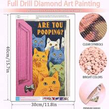 DIY 5D Open Door Cat Diamond Painting Kit, Full Round Diamond Painting, Home Decor Handmade Gift - View 2